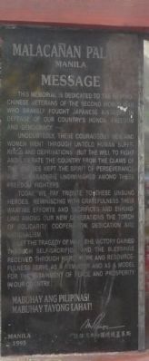 Filipino-Chinese World War II Martyrs Memorial - Marker Panel 4. Click for full size. Filipino-Chinese World War II Martyrs Memorial - Marker Panel 4 image. Click for full size.