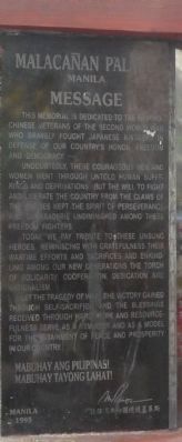 Filipino-Chinese World War II Martyrs Memorial - Marker Panel 4 image. Click for full size.