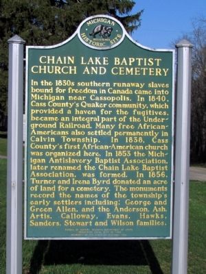 Chain Lake Baptist Church and Cemetery Marker image. Click for full size.