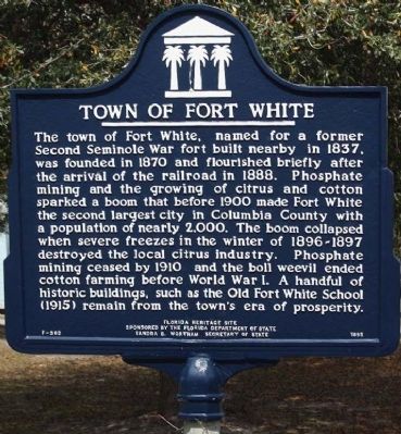 Town of Fort White Marker image. Click for full size.