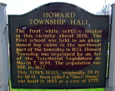 Howard Township Hall Marker image. Click for full size.