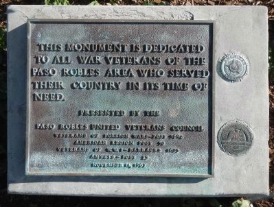 Paso Robles Veterans Memorial Marker image. Click for full size.