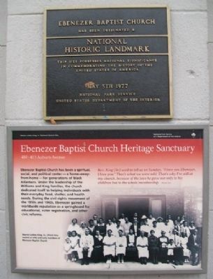 Ebenezer Baptist Church National Historic Landmark and Heritage Sanctuary Markers image. Click for full size.