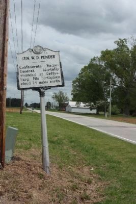 Gen. W. D. Pender Marker, looking east along NC Route 42 image. Click for full size.