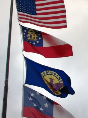 Flags at Confederate Dead Monument image. Click for full size.