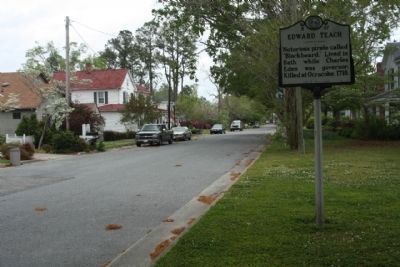 Edward Teach Marker along South Main Street, looking north image. Click for full size.