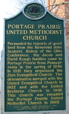 Portage Prairie United Methodist Church Marker. Click for full size. Portage Prairie United Methodist Church Marker image. Click for full size.