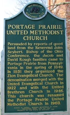 Portage Prairie United Methodist Church Marker image. Click for full size.