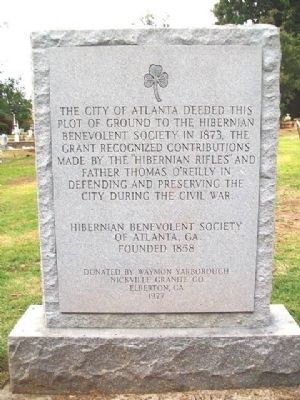 Hibernian Benevolent Society of Atlanta, Ga. Marker. Click for full size. Hibernian Benevolent Society of Atlanta, Ga. Marker image. Click for full size.