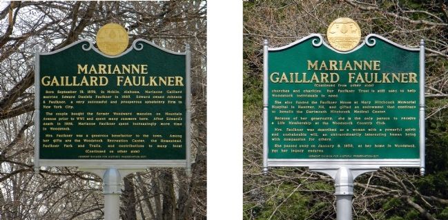Marianne Gaillard Faulkner marker. Click for full size. Marianne Gaillard Faulkner marker image. Click for full size.