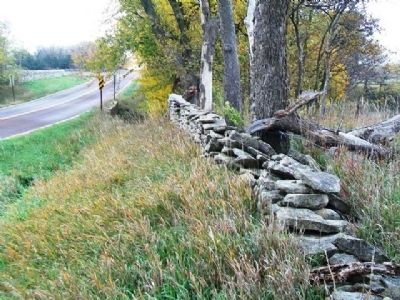 Unrestored Stone Fence Along KS Route 99 (Native Stone Scenic Byway) image. Click for full size.