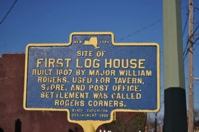 Site of First Log House Marker. Click for full size. Site of First Log House Marker image. Click for full size.