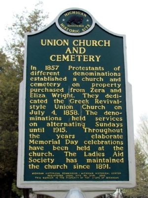 Union Church and Cemetery Marker. Click for full size. Union Church and Cemetery Marker image. Click for full size.