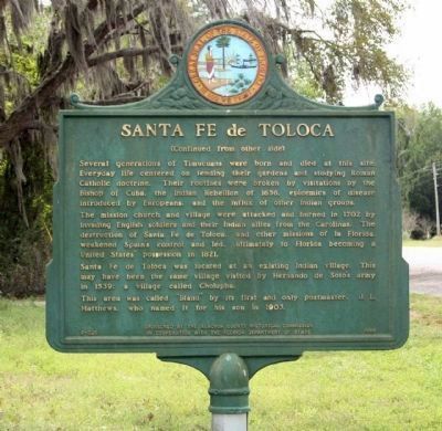 Santa Fe de Toloca Marker, reverse side image. Click for full size.