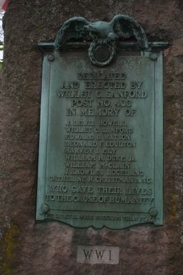 World War I Memorial Marker. Click for full size. World War I Memorial Marker image. Click for full size.