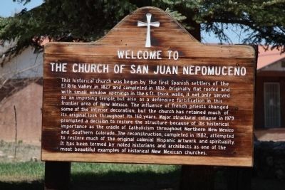 Welcome to the Church of San Juan Nepomuceno Marker. Click for full size. Welcome to the Church of San Juan Nepomuceno Marker image. Click for full size.