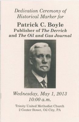 Patrick C. Boyle Marker Dedication Program. Click for full size. Patrick C. Boyle Marker Dedication Program image. Click for full size.