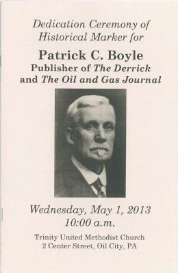 Patrick C. Boyle Marker Dedication Program image. Click for full size.