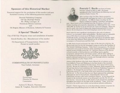 Patrick C. Boyle Marker Dedication Program. Click for full size. Patrick C. Boyle Marker Dedication Program image. Click for full size.