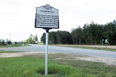Nooherooka Marker at the intersection of NC 58 and Fort Run Road (NC 1058) image. Click for full size.