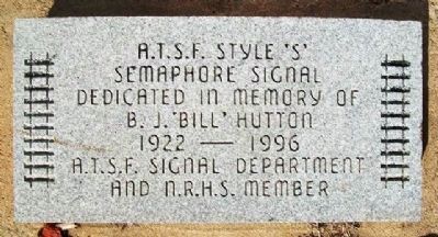 ATSF Style 'S' Signal Dedication Marker image. Click for full size.
