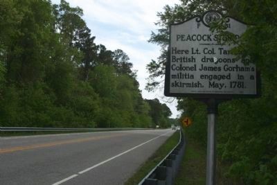 Peacock's Bridge Marker on North Carolina Route 58, here looking south image. Click for full size.