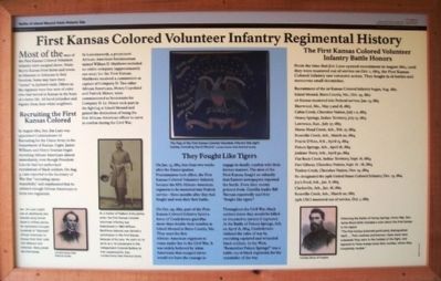 First Kansas Colored Volunteer Infantry Regimental History Marker. Click for full size. First Kansas Colored Volunteer Infantry Regimental History Marker image. Click for full size.