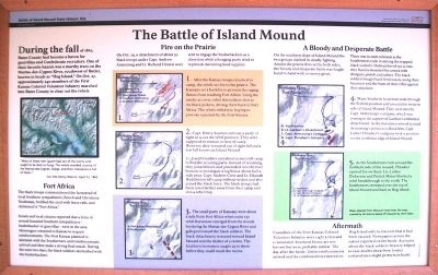The Battle of Island Mound Marker. Click for full size. The Battle of Island Mound Marker image. Click for full size.