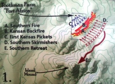 Phase 1 of The Battle of Island Mound on Marker image. Click for full size.