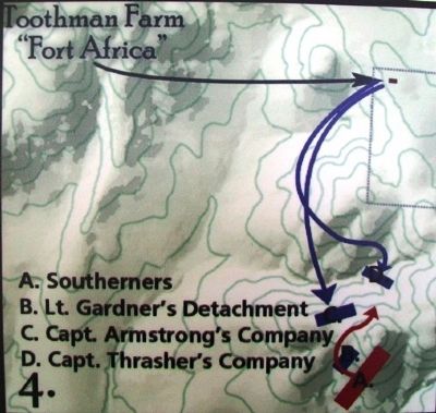 Phase 4 of The Battle of Island Mound on Marker. Click for full size. Phase 4 of The Battle of Island Mound on Marker image. Click for full size.