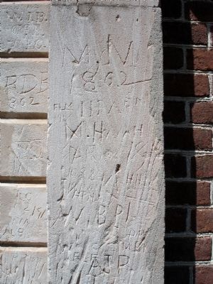 Civil War graffiti and sword marks at Pohick Church image. Click for full size.