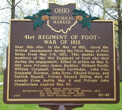 41st Regiment of Foot - War of 1812 Marker image. Click for full size.