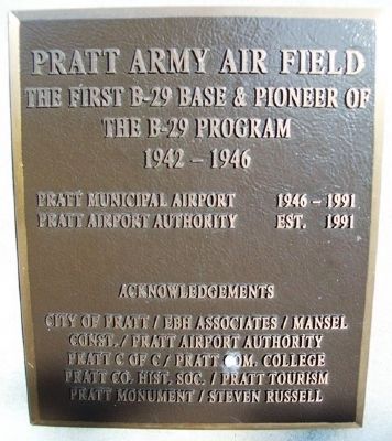 Pratt Army Air Field Marker. Click for full size. Pratt Army Air Field Marker image. Click for full size.