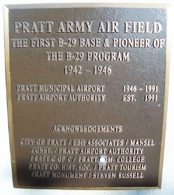Pratt Army Air Field Marker image. Click for full size.