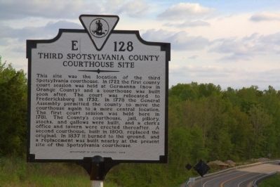 Third Spotsylvania County Courthouse Site Marker. Click for full size. Third Spotsylvania County Courthouse Site Marker image. Click for full size.