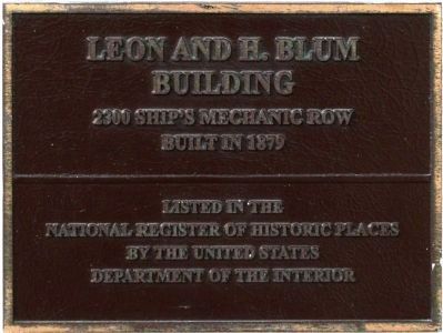 Leon & H. Blum Co. Building is in the National Register of Historic Places image. Click for full size.