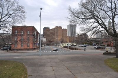View of Franklin Street from Schiller Park Marker image. Click for full size.