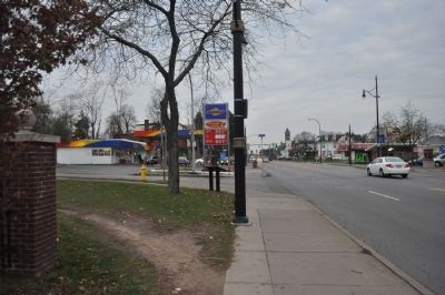 Column holding "Site of Rochester City Hospital Marker" as seen facing west. Click for full size. Column holding "Site of Rochester City Hospital Marker" as seen facing west image. Click for full size.