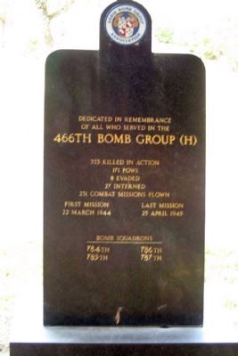466th Bomb Group (H) Marker, Back side image. Click for full size.