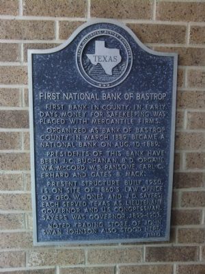 First National Bank of Bastrop Marker image. Click for full size.