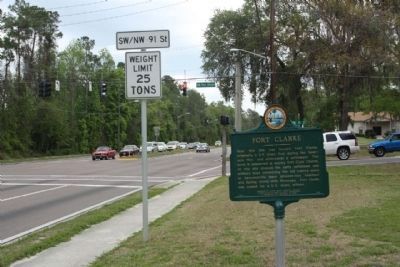 Fort Clarke Marker, looking east along West Newberry Road. Click for full size. Fort Clarke Marker, looking east along West Newberry Road image. Click for full size.