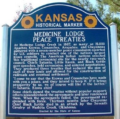 Medicine Lodge Peace Treaties Marker image. Click for full size.
