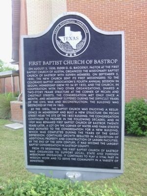First Baptist Church of Bastrop Marker image. Click for full size.