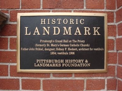 Pittsburgh's Grand Hall at the Priory Marker image. Click for full size.