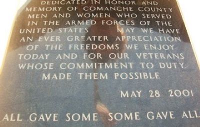 Comanche County Veterans Memorial Marker image. Click for full size.