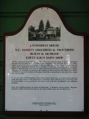 J. Wonderly House / N.C. Fassett Groceries & Provisions / Burn & McBride / Lofty Lous Yarn Shop Marker. Click for full size. J. Wonderly House / N.C. Fassett Groceries & Provisions / Burn & McBride / Lofty Lous Yarn Shop Marker image. Click for full size.