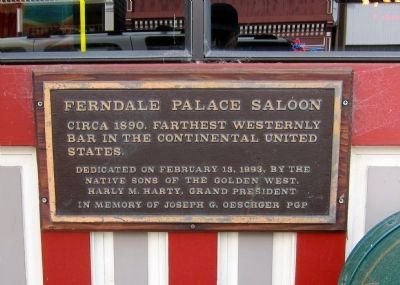 Ferndale Palace Saloon Marker image. Click for full size.