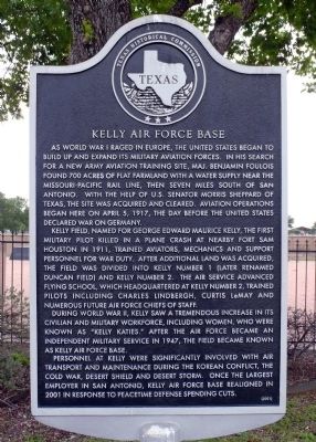 Kelly Air Force Base Marker image. Click for full size.