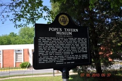 Pope's Tavern Museum Marker Side 1. Click for full size. Pope's Tavern Museum Marker Side 1 image. Click for full size.