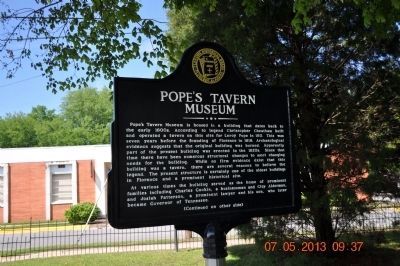 Pope's Tavern Museum Marker Side 1 image. Click for full size.